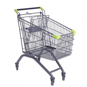China Four Wheels Metal Supermarket Shopping Trolley Foldable Handle Type on sale