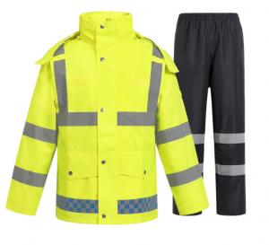 China Reflective PPE Safety Wear Fluorescent Yellow Waterproof Reflective Raincoat Split on sale