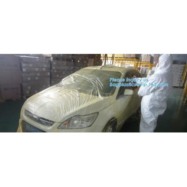 auto polyurethane masking plastic for painting 4*300m, 3m plastic auto paint masking protection film for cars, bagplasti