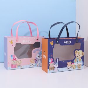 China CMYK Color Rigid Gift Boxes clear windows Birthday Gift Boxes With Hand on sale