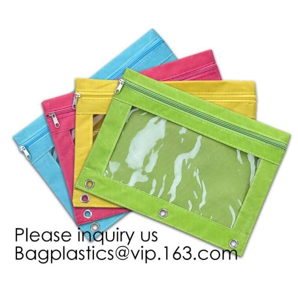 Stationery products Pencil Pouch Pvc Portable Pencil Case For Students,3 Ring Binder Zippered Pencil Pouches with Clear