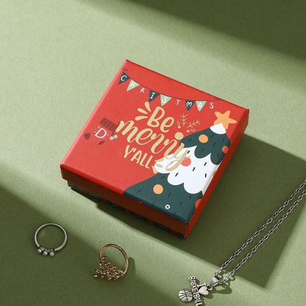 Quality Christmas Jewelry Box Cartoon Holiday Gift Packaging Heaven and Earth Lid Design Organizer for Bracelets Necklaces wholesale