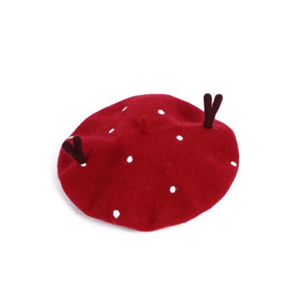 OEM Christmas Holiday Gift Antler Wool Beret Retro Handmade Hat
