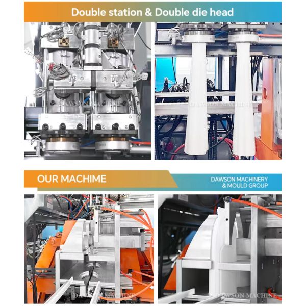 Automatic Double Station Double Head Daily Chemical Laundry Detergent Clearner Bottle Extrusion Blow Molding Machines