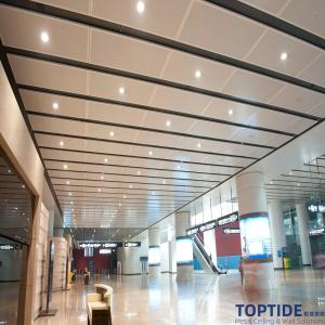 China Double Hook Acoustic Sound Perforated Metal NRC 0.8 Aluminium / Steel Suspended Metal Ceiling Tiles on sale