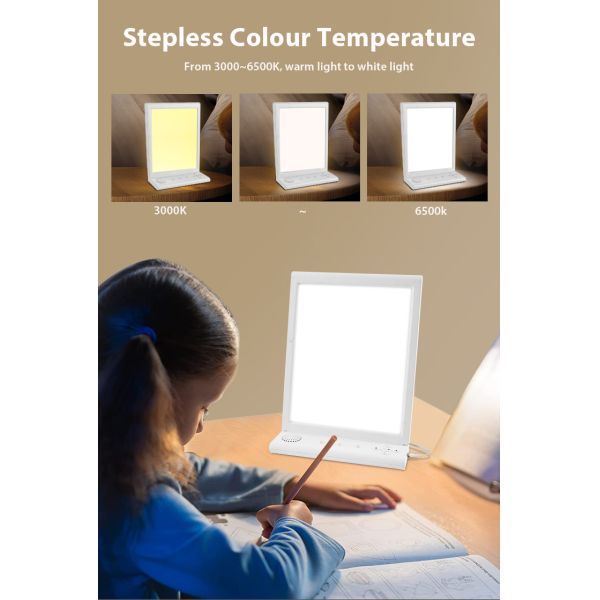 White ABS Lamp Body Baby Night Light Sound Machine White Noise Music Sleep Lamp UV Free 10000 Lux LED SAD Light Therapy