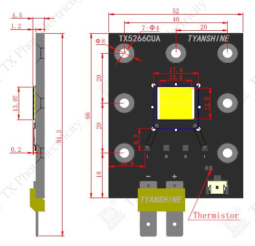 CSP 300W LED Light Engine , White LEDs Emitter 30V 7000K LED Module