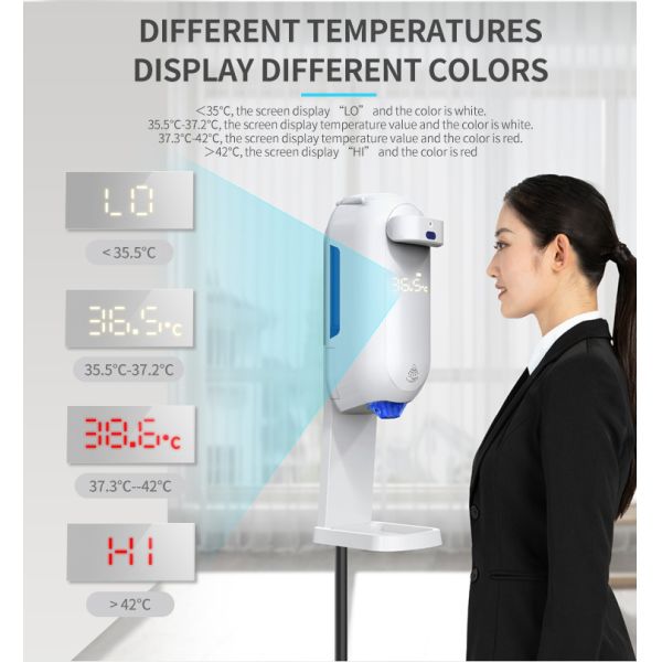 Floor Standing 1100ml Automatic Soap Dispensers Temperature Measure