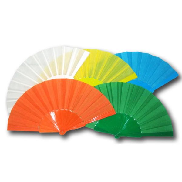 Solid Color Fabric Personalized Folding Hand Fans With Plastic Handle
