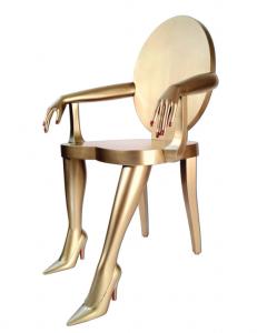 Cheap Golden Titi Fiberglass Arm Chair With A Bright Gold Leaf Finish Hand Carved for sale
