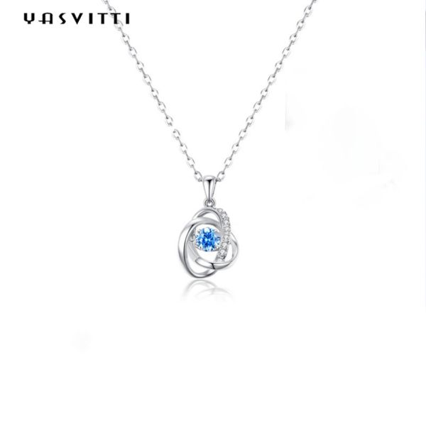 Quality 1.1 Gram 16.76mm Sterling Silver Jewelry Necklaces 5A CZ Sapphire Stone Necklace wholesale