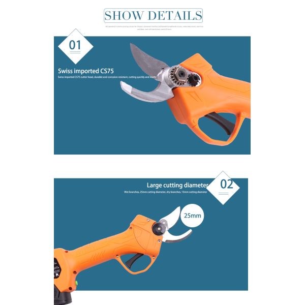 Swansoft 16.8V 2.5CM Battery Cordless Orchard Vineyard Pruner Trimming Scissors Garden Electric Pruning Shears