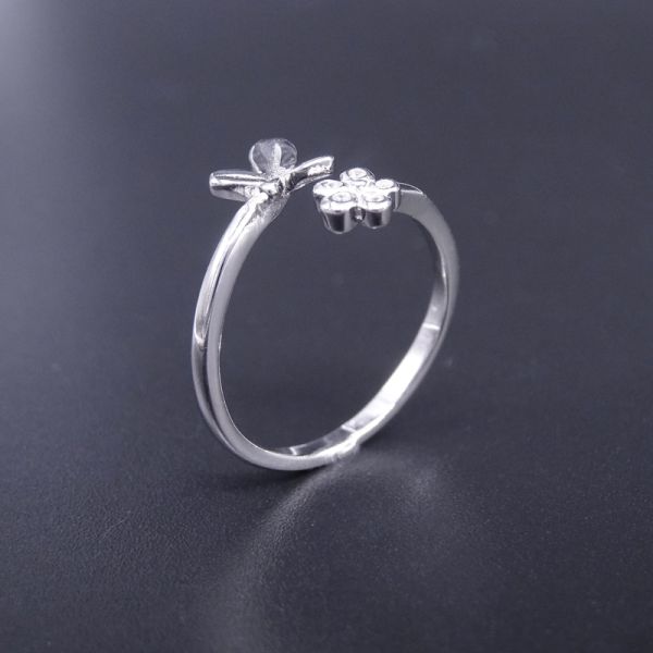 Lady Charm Silver Pearl Ring Real 925 Simulation Flower Design