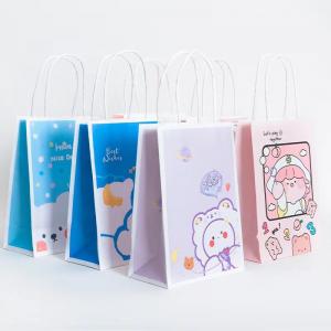 Cheap 120gsm Bear Print Recyclable Kraft Paper Bags Custom Shopping Paper Bag For Food for sale