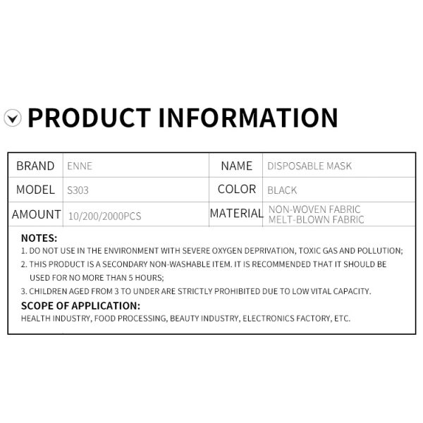 PP Filter Mouth Earloop Breathable 3 Layer Face Mask