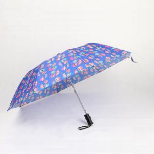 Cheap Designer Purple Two Fold Umbrella Full Color Auto Magic Printing Zinc Plating Metal Pole for sale