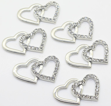 20mm Decorative Clothing Buttons Heart Shaped Bright Silver Multiapplication