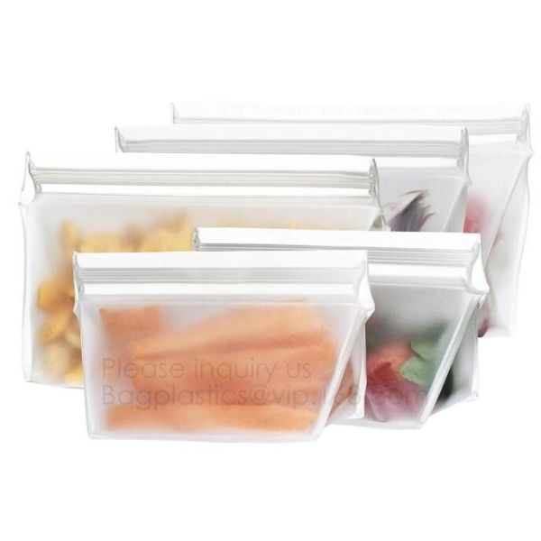 Silicone Plastic Packaging Food Zip Silicon Freezer Fresh Vegetable Storage Bags Fresh Fridge Food Preservation Bag Reus