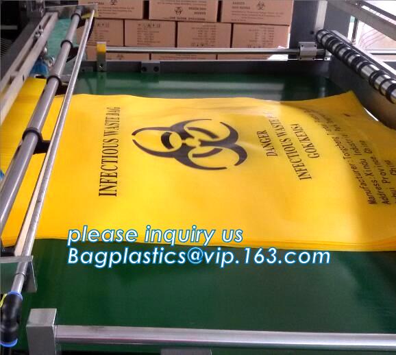 Biohazard Garbage Bag for hospital Waste, Biohazard medical waste Plastic Bags For clinical Disposal, HDPE biodegradable