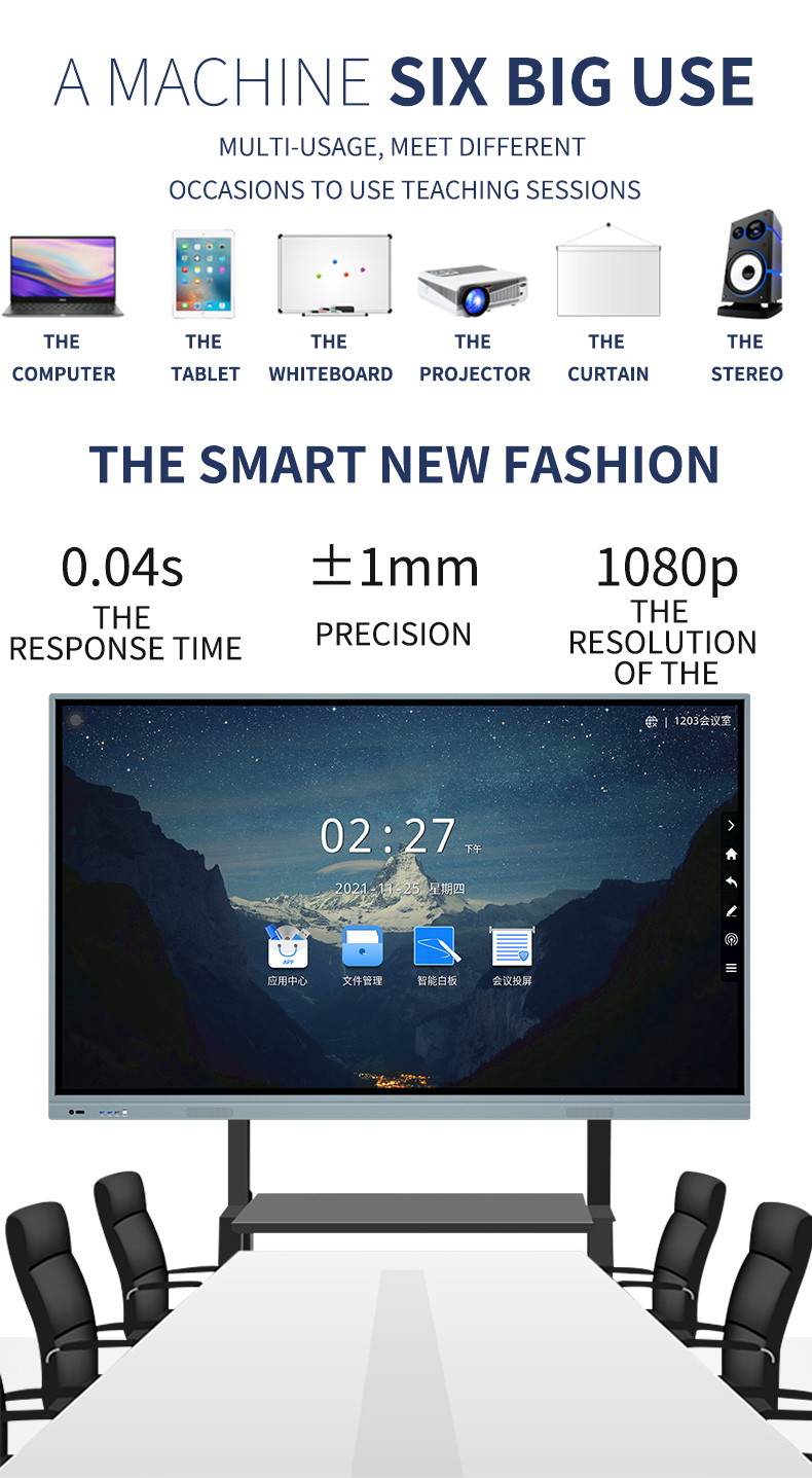 86 inch interactive flat panel multi touch screen interactive smart board display whiteboard manufacture