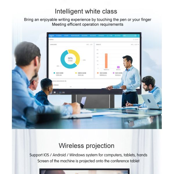 65 Inch Touch Screen Whiteboard Smart Multi Media 3840x2160 400 Cd/M2