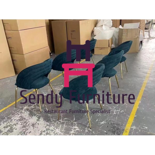 Hollowed Back Upholstered Dining Chair Chrome Color Stainless Steel Legs