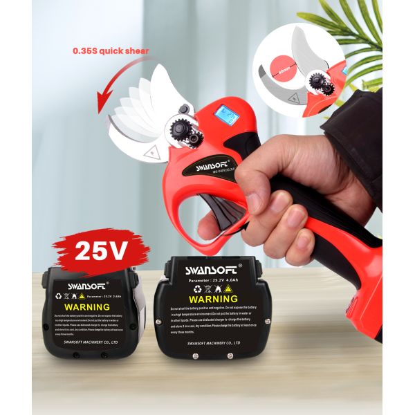 SWANSOFT Electric Pruning Shears Progressive Finger Protect Pruner