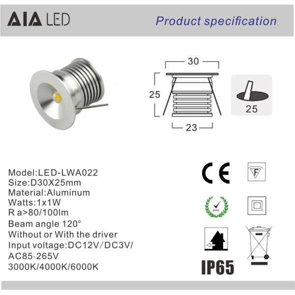 mini recessed mounted led cabinet light 4W/led downlight/led cabinet light spotlight
