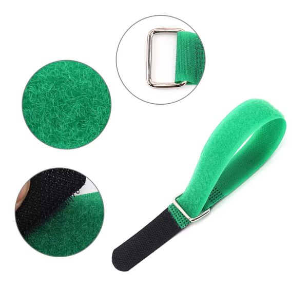 Reusable Hook And Loop Strap Adjustable Hook And Loop Fastening Cable Ties With Metal Buckle