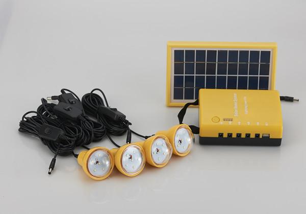 High lumens Led solar lighting kits, solar system with or without FM radio for home, camping
