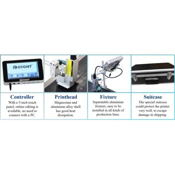 25.4mm Printing Height Thermal Inkjet Printer Foaming Nozzle Expire Date Batch Printing Machine