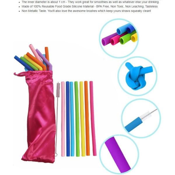 Eco Friendly Collapsible Silicone Drinking Cups With Straw Reusable Biodegradable Straw,Anti-Cutting Mouth Flexible Sili