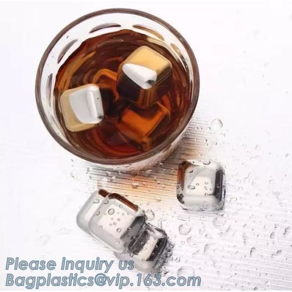Square Shape Ice wine stone ice cubes for wisky bar accessories, Gift box Customized Stainless Steel Whiskey Stones ICE